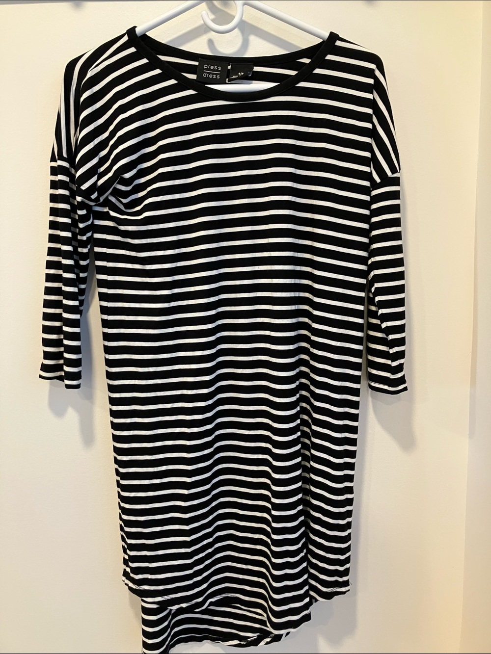 Striped Black and White Long Sleeve Dress